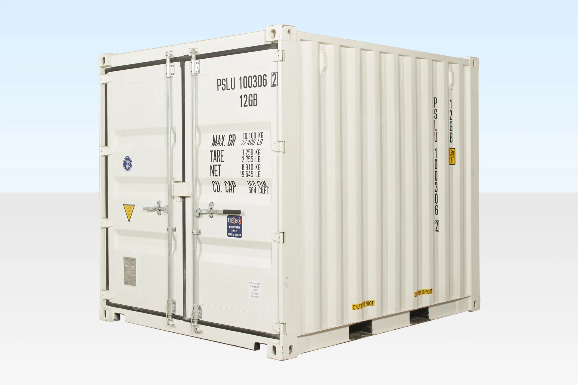 10ft x 8ft Shipping Container (One Trip) White