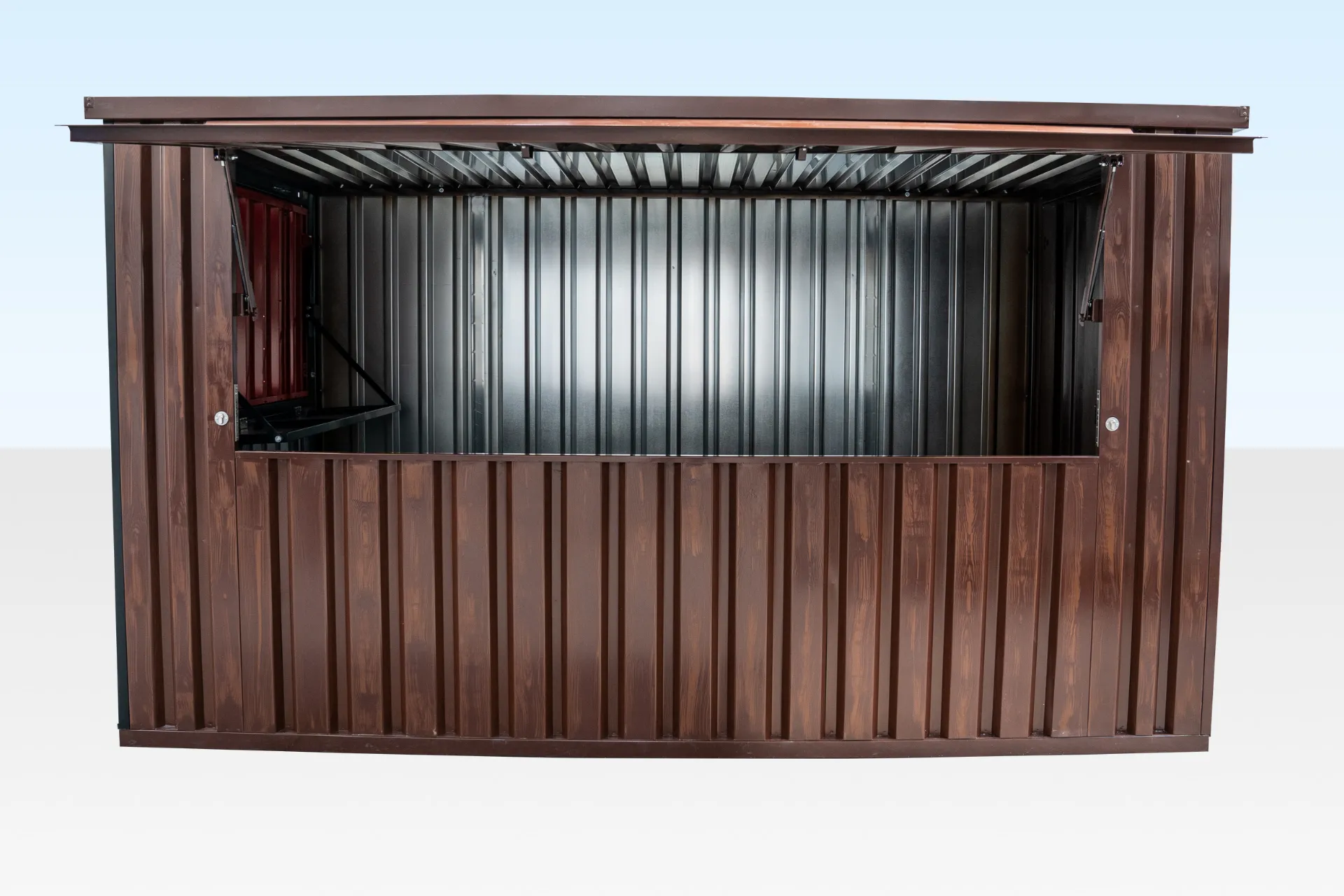 4m XL Flat Pack Kiosk – Wood Effect - Image 3